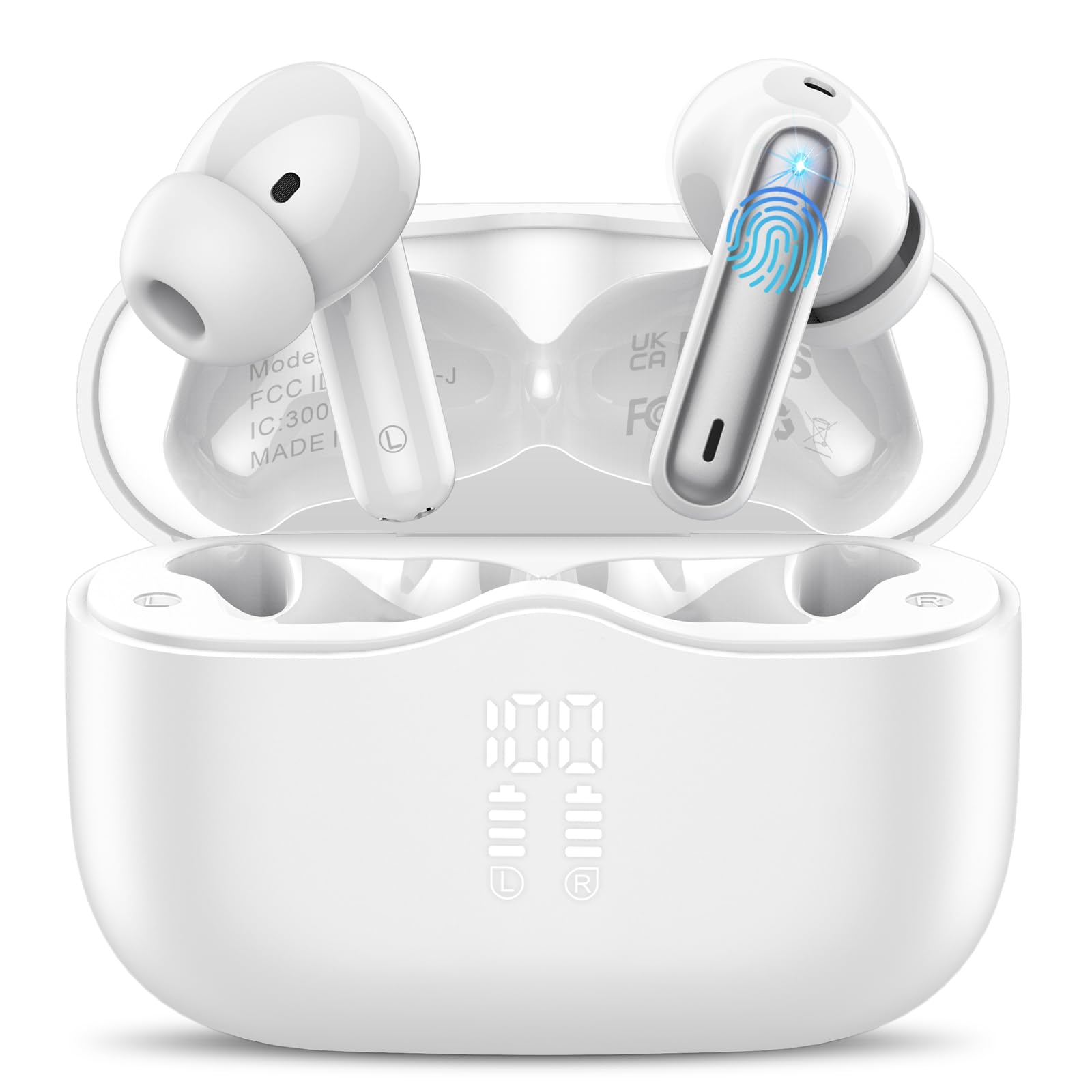 High-Fidelity Bluetooth 5.4 In-Ear Earbuds with LED Display and 40H Playtime, White
| Water-Resistant 4 ENC Noise Cance