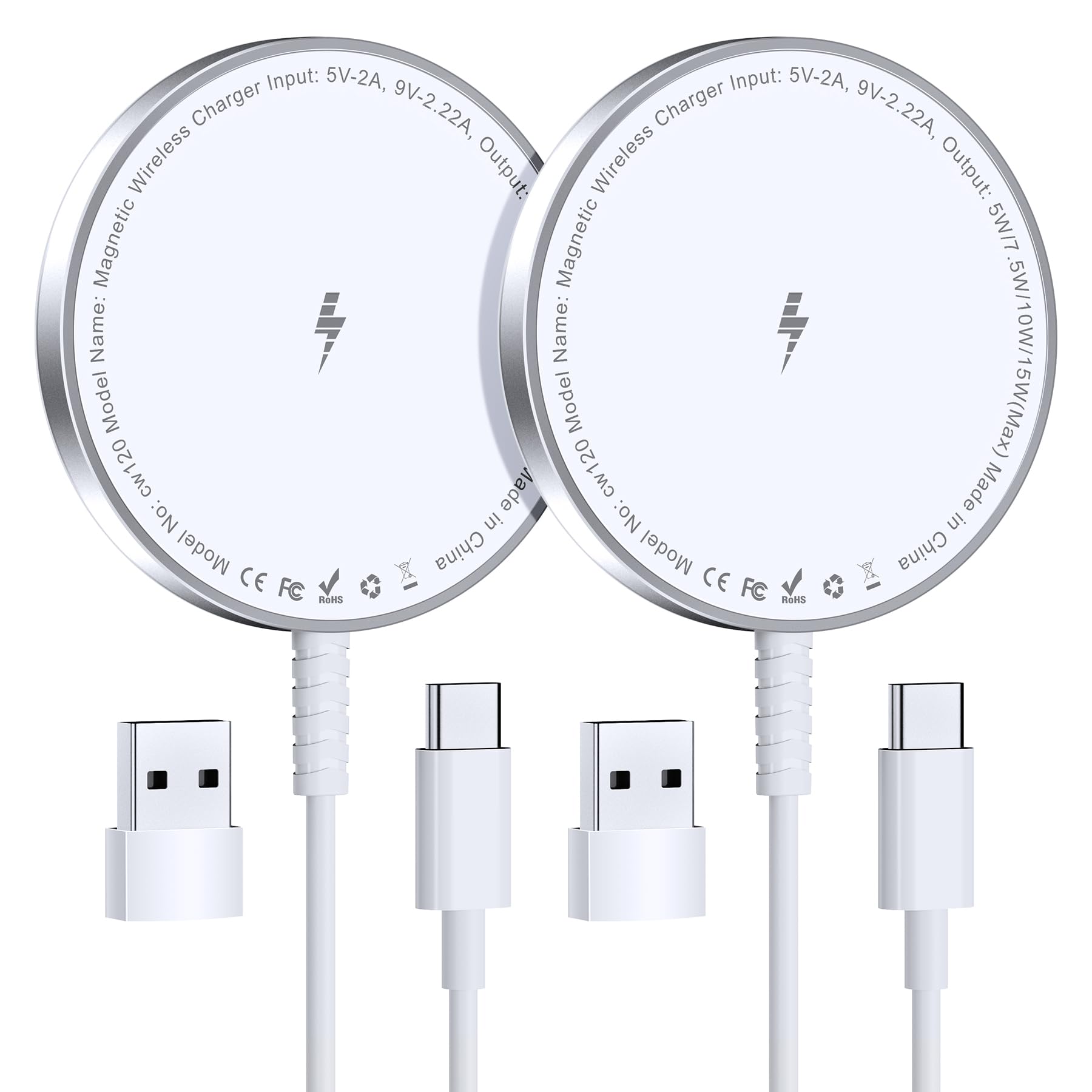 Magnetic Wireless Charging Pad for iPhone 16 15 14 13 12 Series & AirPods 4-2 Pro: Strong Magnet, Aluminum Alloy, USB-C/