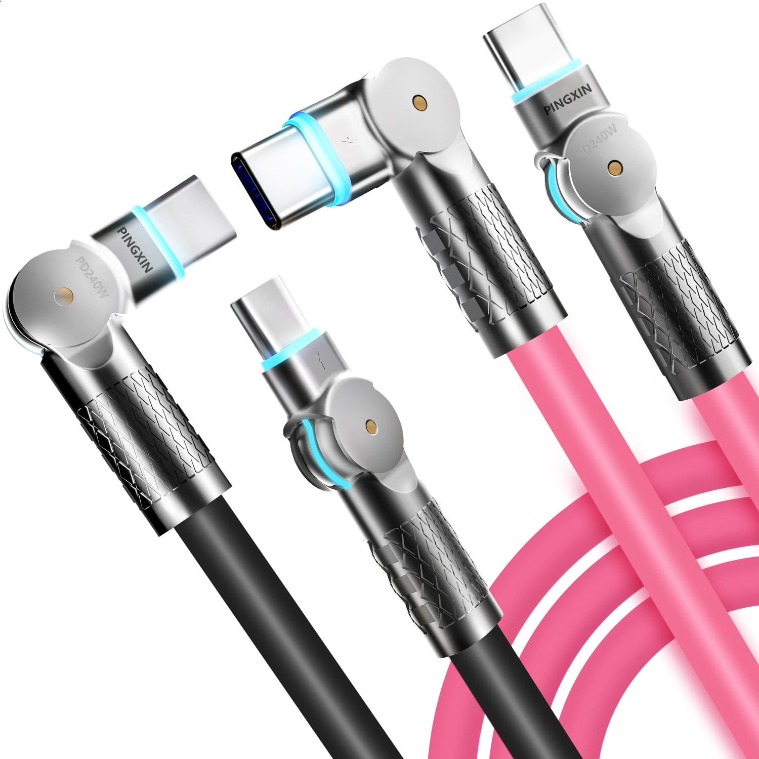 High-Speed 240W USB C to USB C Cable for iPhone 15 and Samsung Galaxy S23 - 10ft 2-Pack - Black+Pink
| Fast Charging 24