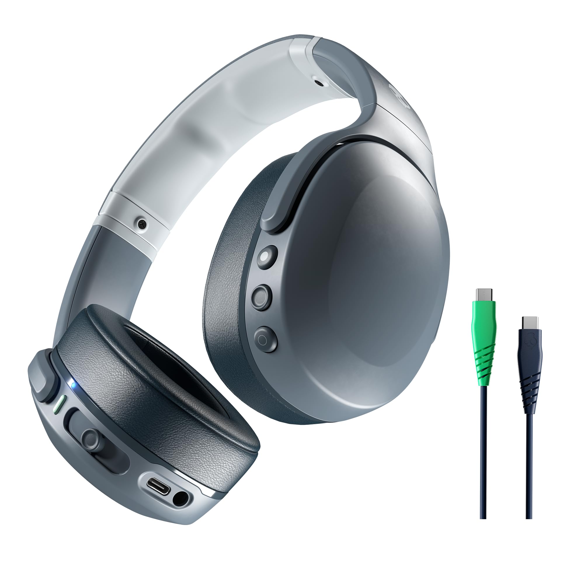 Skullcandy Crusher Evo Chill Grey: Multi-Sensory Bass Noise Isolating Bluetooth Headphones - Up to 40 Hours Battery, Mic